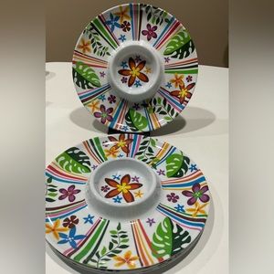 ❤️❤️NWT Set of Three Heavy Duty Appetizer Trays, 12” in diameter